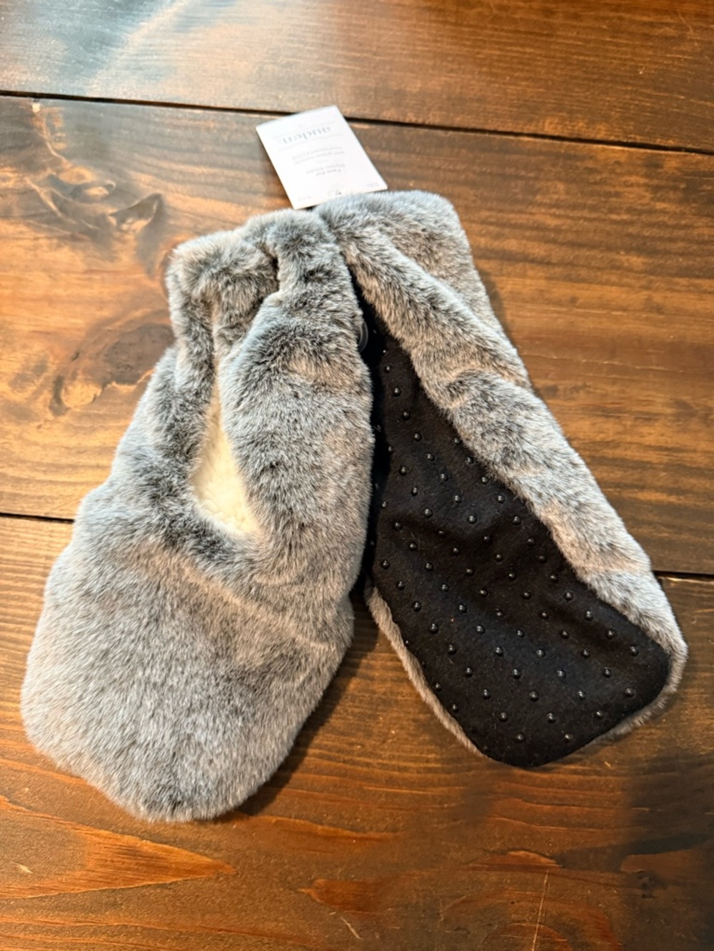 Auden Gray Faux-Fur Slipper Socks